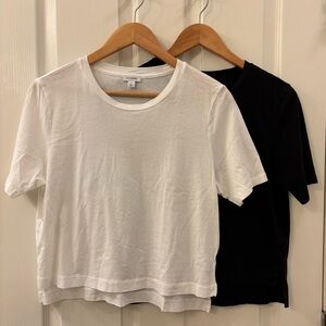 Cuyana Pima Cropped Tee White & Black Set